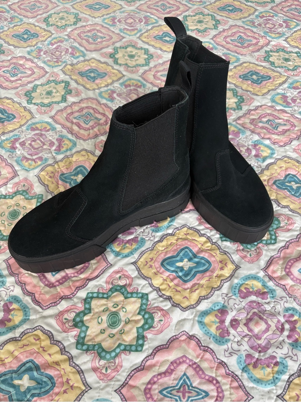 Puma Black Suede Chelsea Platform Booties